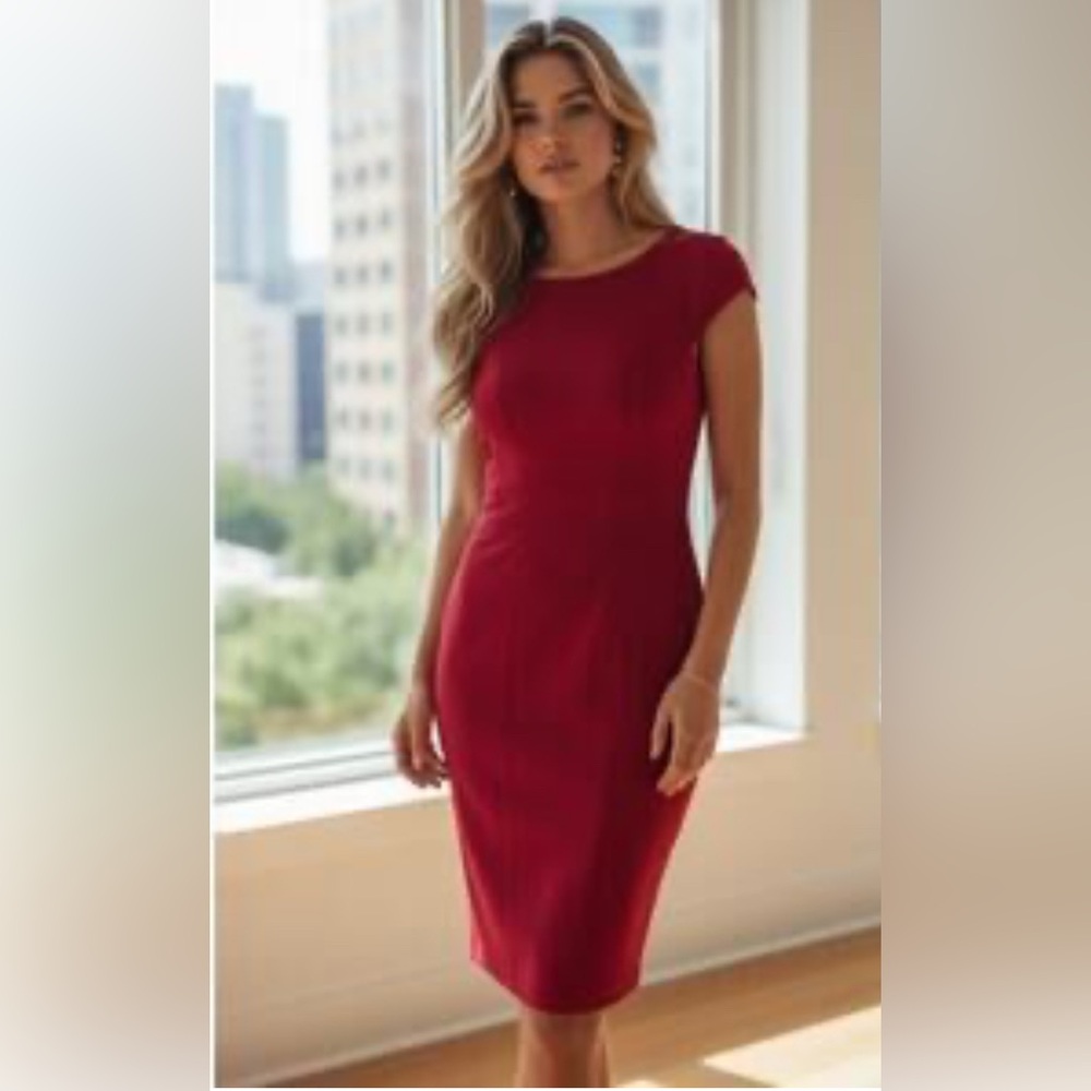 White House Black Market Burgundy Sleeveless Dress